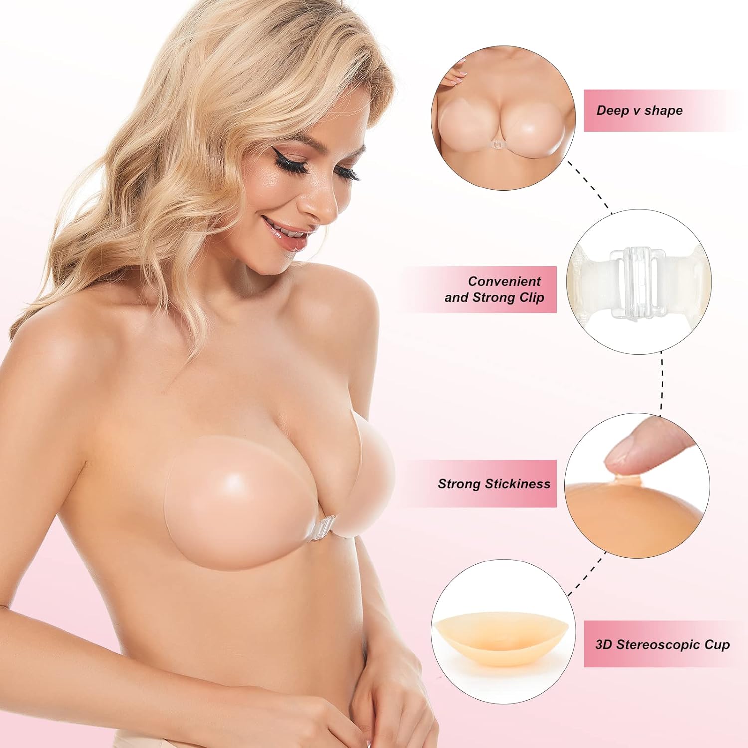 Strapless Bra Adhesive - Zelfklevende push-up bh's, onzichtbare siliconen strapless